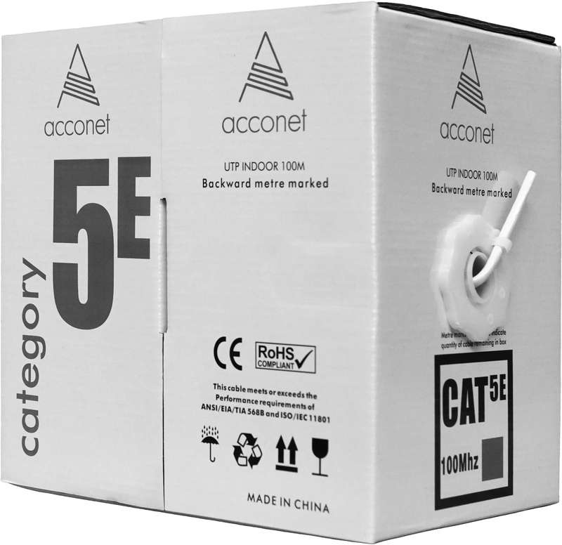 Essential CAT5e Indoor Ethernet Cable 100m Grey Solid Copper UTP Pull Box | CAT5-100-GEN-SC
