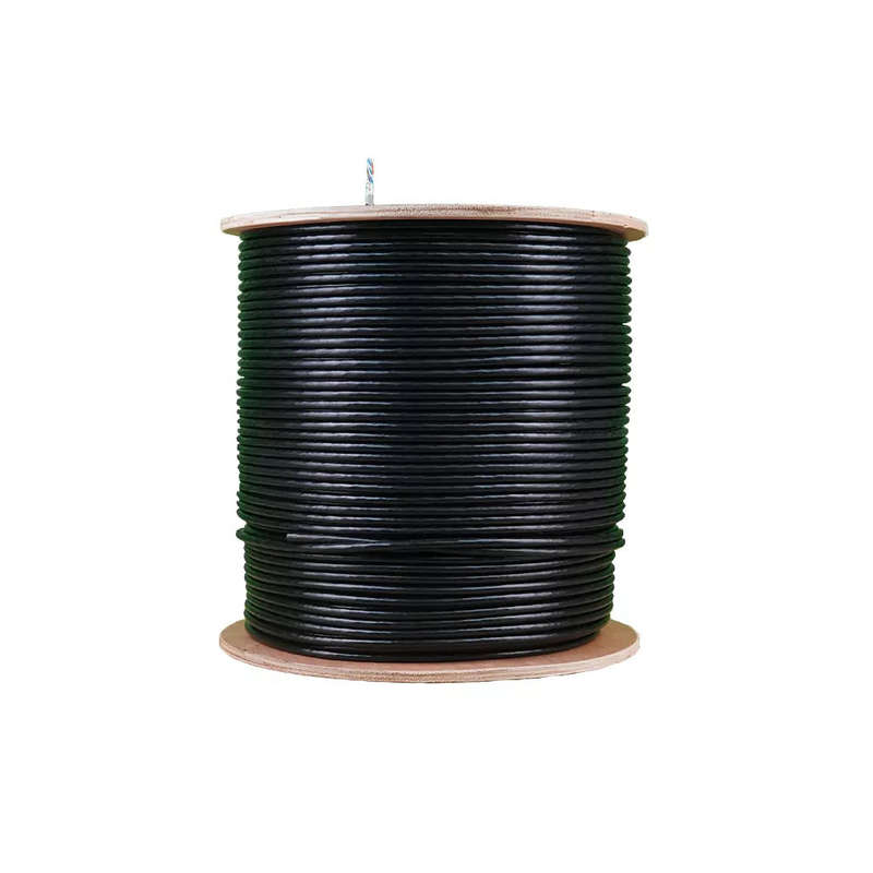 Essential CAT6 UV Outdoor Ethernet Cable 500m Black Solid Copper SF/TP Roll | CAT6U-500-SC-GEN