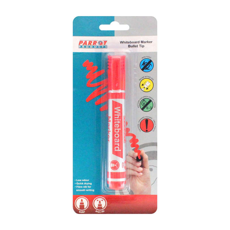 MARKER WHITEBOARD BULLET CARDED RED