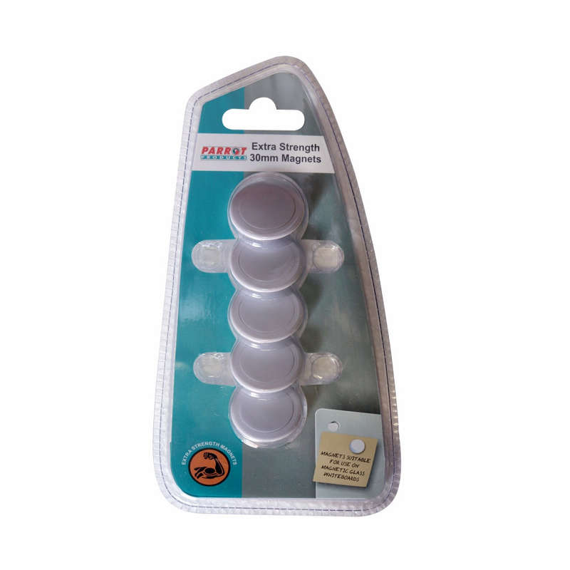MAGNETS CIRCLE EXTRA STRONG 30mm (5/CARD) WHITE