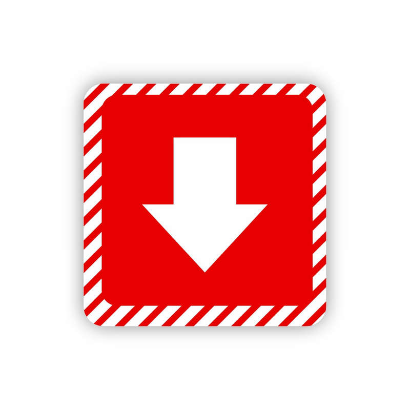 SIGN SYMBOLIC 150*150mm RED ARROW ON WHITE ACP