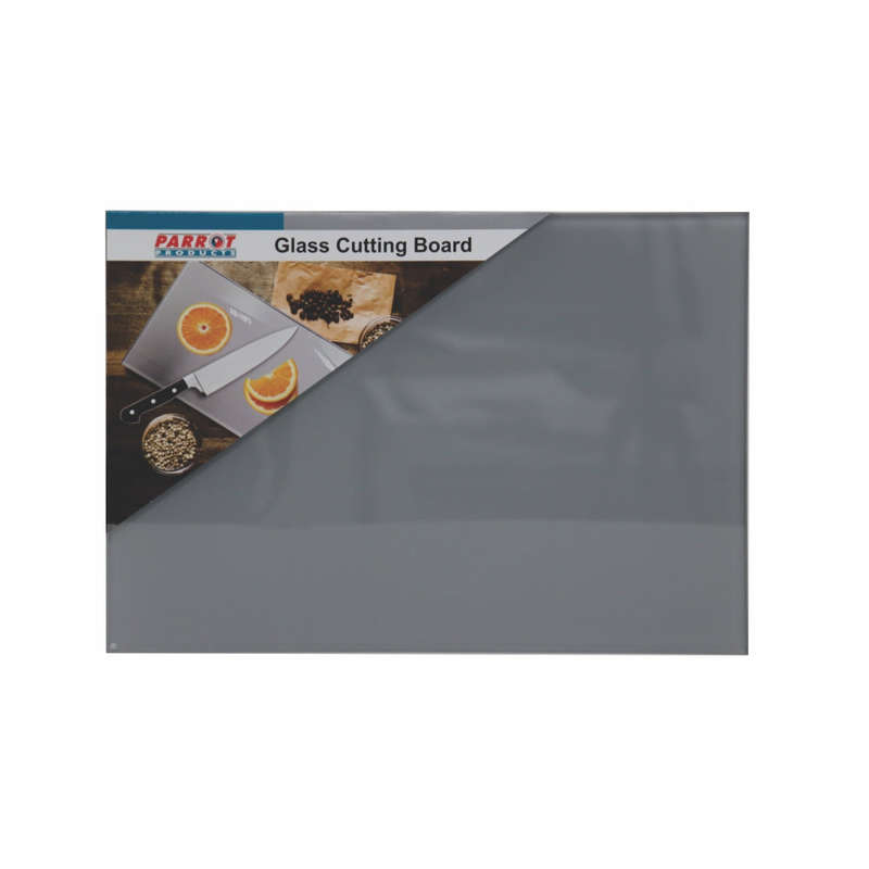 CUTTING BOARD GLASS 210 X 300MM SILVER