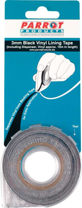 VINYL LINING TAPE 10 MTS * 3MM BLACK
