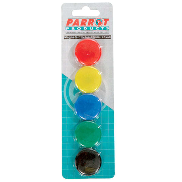 MAGNETS CIRCLE 30mm (5/CARD) ASSORTED