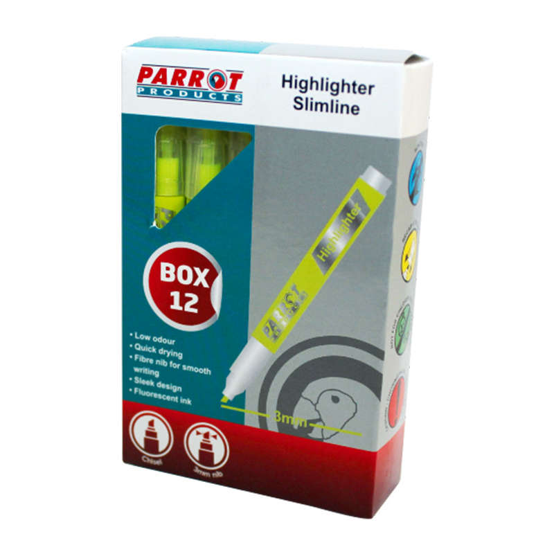 MARKER HIGHLIGHTER SLIMLINE BOX 12 YELLOW