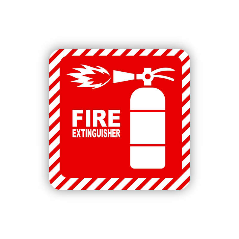 SIGN SYMBOLIC 150*150mm RED FIRE EXTINGUISHER ON WHITE ACP