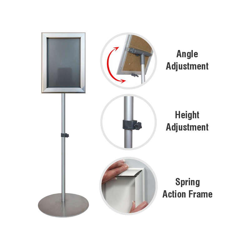 ALUMINIUM LOLLIPOP STAND POSTER FRAME A4 PORTRAIT