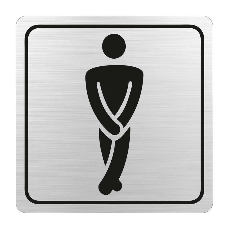 SIGN SYMBOLIC 150*150mm BLACK PRINTED GENTS TOILET SIGN ON BRUSHED ALUMINUM ACP