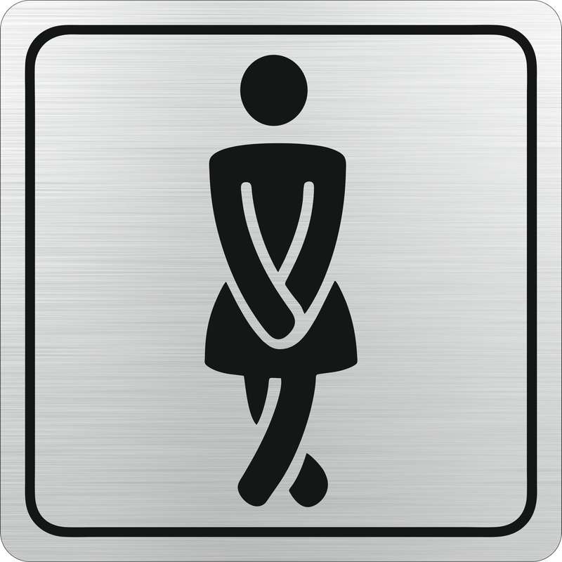 SIGN SYMBOLIC 150*150mm BLACK PRINTED LADIES TOILET SIGN ON BRUSHED ALUMINUM ACP