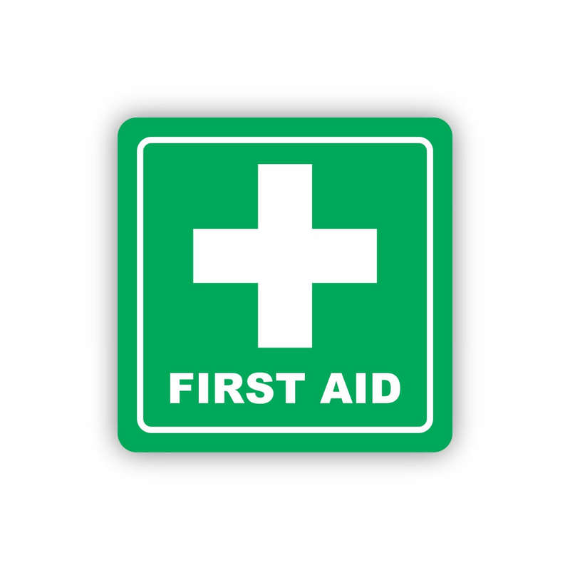SIGN SYMBOLIC 150*150mm GREEN FIRST AID SIGN ON WHITE ACP