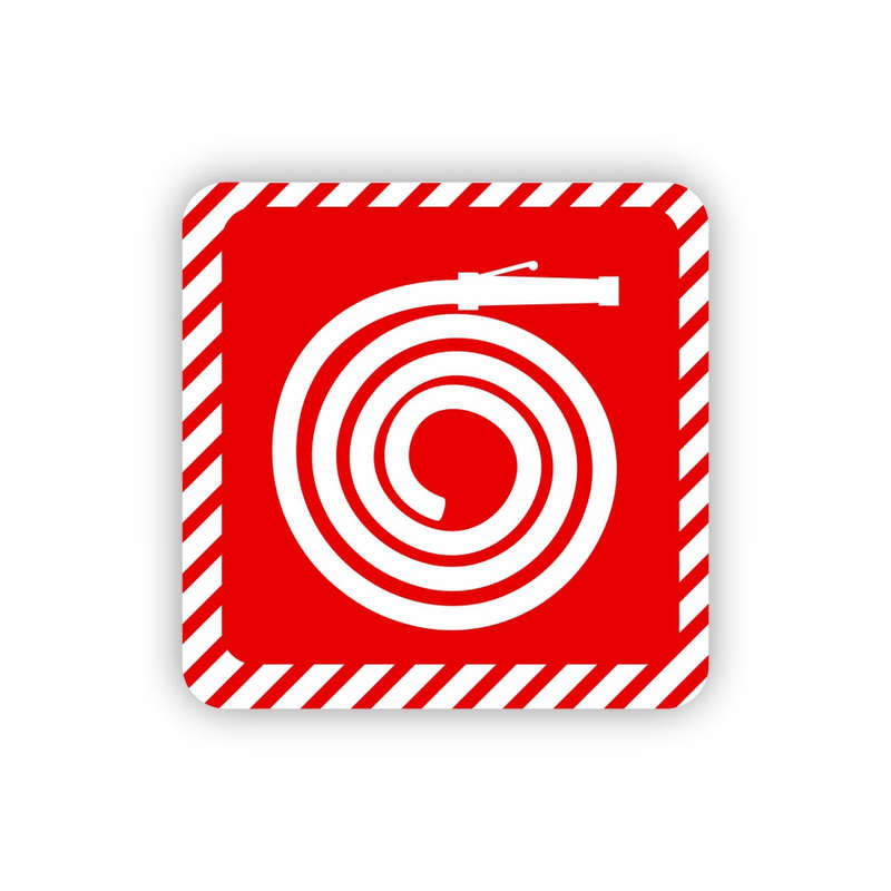 SIGN SYMBOLIC 150*150mm RED FIRE HOSE REEL ON WHITE ACP