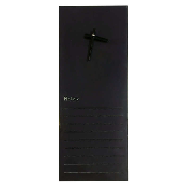 CLOCK GLASS WITH NOTES 210 X 580MM BLACK