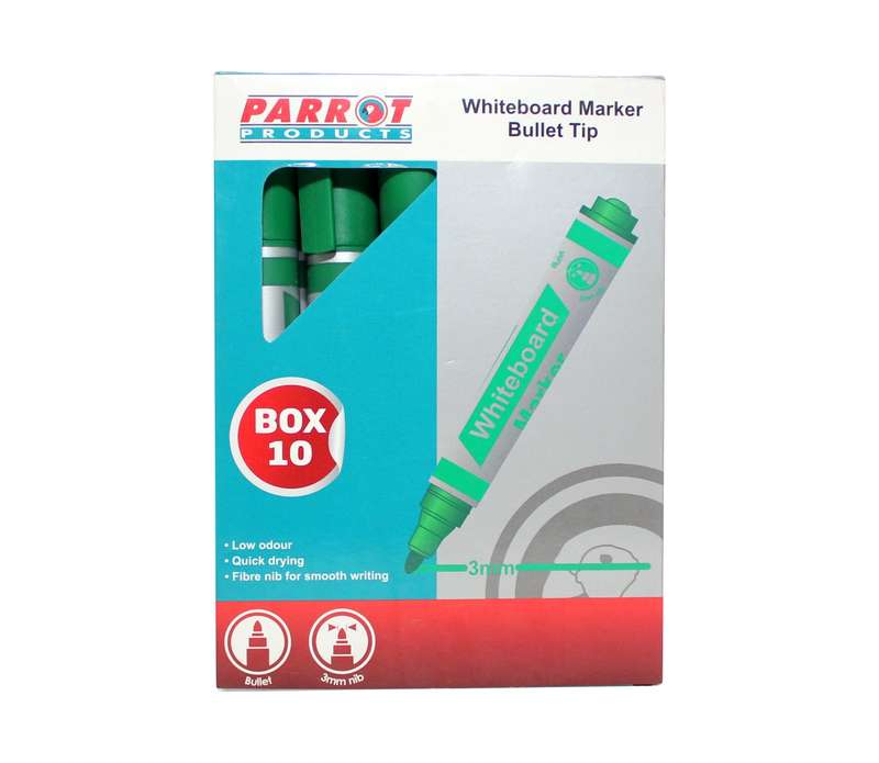 MARKER WHITEBOARD BULLET BOX 10 GREEN