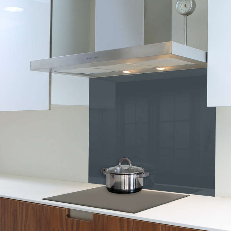 DECORATIVE GLASS WALL TILE 898MM X 700MM GREY BLUE