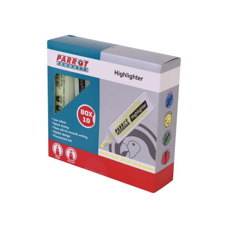 MARKER HIGHLIGHTER BOX 10 YELLOW