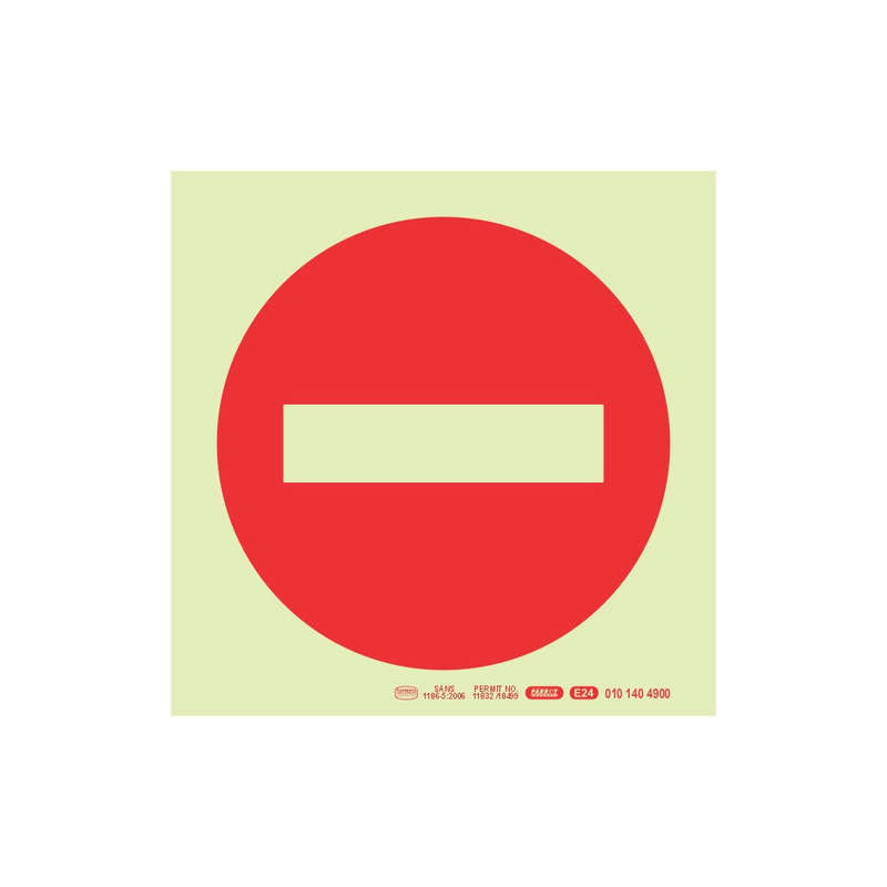 PHOTOLUMINESCENT 190MM SAFETY SIGN -NO ENTRY SYMBOL