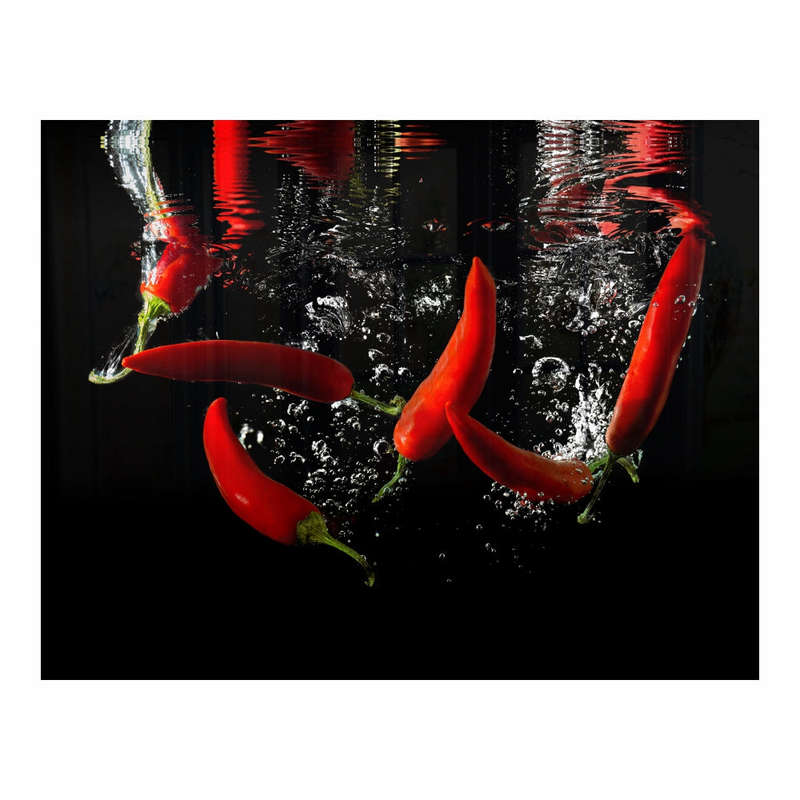 DECORATIVE GLASS WALL TILE 898MM X 700MM CHILLI