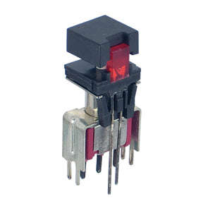 Swit p/butt squ spdt w/led pcb 8161j96v3qe-23