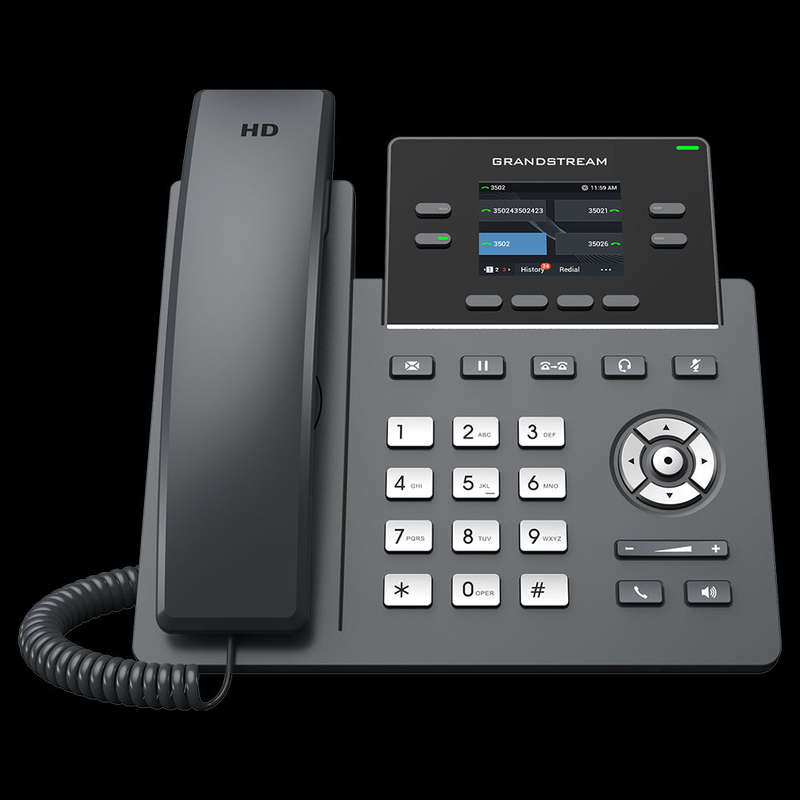 Grandstream 2-Line Carrier Desk Phone 2x Gigabit Ethernet ports, Supports POE