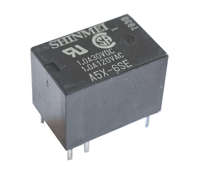 Relay spdt 1a 6vdc rect 6pcb 15.5x10x11mm a5x-6se