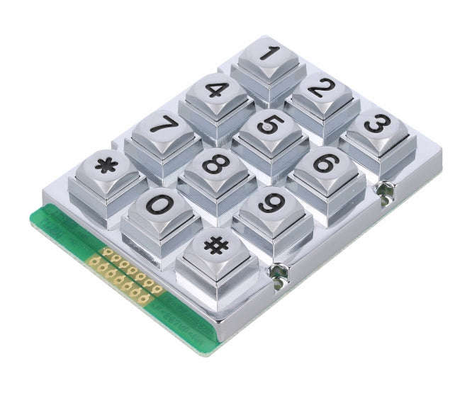 Keypad 4x3,*,# metal w/proof ak-207-n-ssb-wp-mm