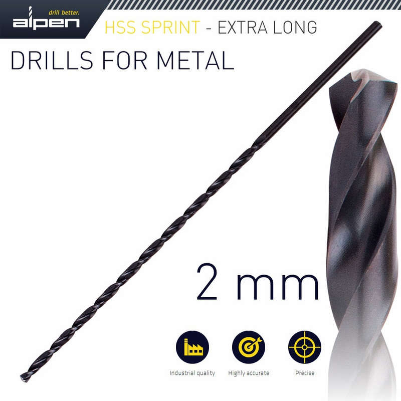 Hss drill bit 2mm 125 x 85 extra long