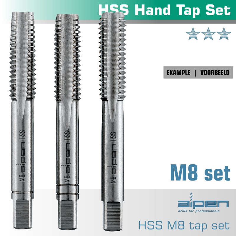 Hand tap set in pouch m8 hss 1.25mm pitch