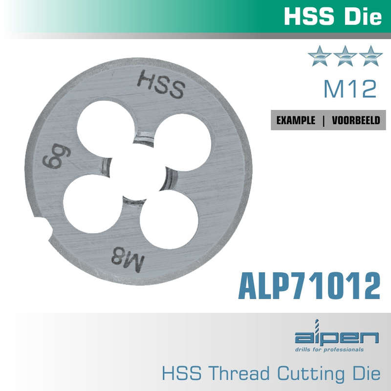 Die 12mm round 25x9mm in pouch hss 1.75mm pitch