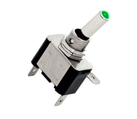 Toggle switch spst iluminated gr 12v led 20a asw-07d-gr