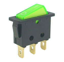 Rocker switch spst 11x30mm green ilu snap b120e-gr