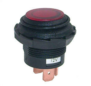 Push button switch rnd 12vdc 10a rd lat spst b1317-rd  latching