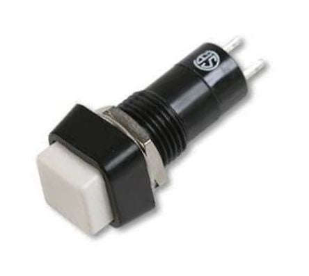 Sqr push button switch n.o/n.c spst 3a 125v 15x15mm m12 hole b160a-white