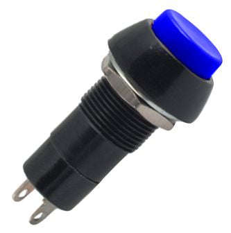 Push button switch latching spst 3a blue solder m12 d=19.5mm l=38 b165l-bl