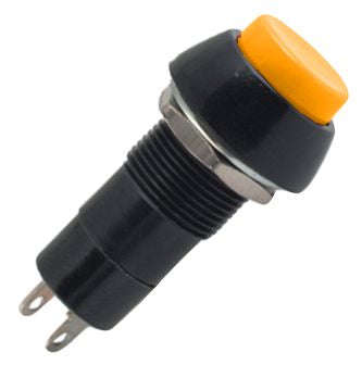 Push button switch latching spst 3a orange solder m12 d=19.5mm l=38 b165l-or