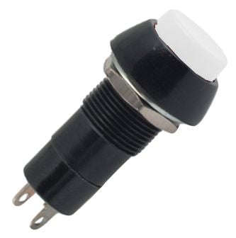 Push button switch latching spst 3a white solder m12 d=19.5mm l=38 b165l-wt