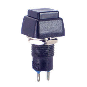 Push button sq switch latching spst 3a black solder m12 d=15mm l=30 b168a-black