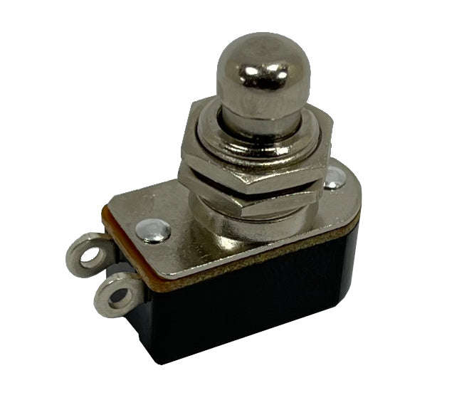 Push button switch n.o. spst 3a metal solder m12 l=38 b16900