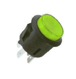 Push button switch dual n.o. illum dpst 6a/250v green p/fit lug f=23 l=28 b16930bf-green