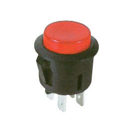 Push button switch latching illum dpst 6a/250v red p/fit lug f=23 l=28 b16930a-red