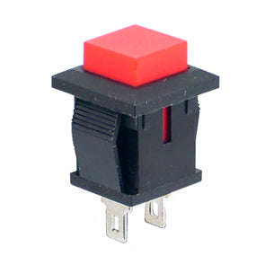 Push button sq n.c. spst 1a red p/fit lug 12x13mm f=14 b169b-rd