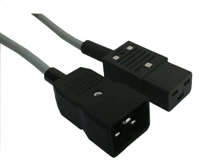 C19 iec socket -c20 iec plug un-moulded lead black - 2m pc-maec19c20153gy2