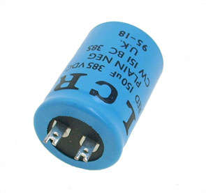 Electrolytic capacitor can 150uf 385v spade 45x31mm c150m385lc   2/term   45x31