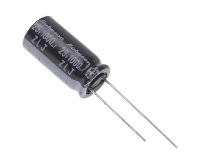 Electrolytic capacitor radial rad 1000uf 25v liht 10x20 p=5 25zlj1000m10x20