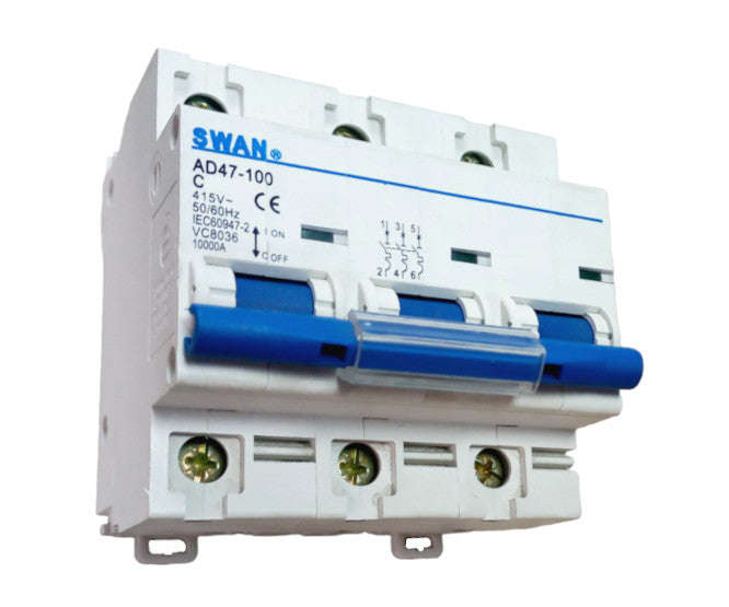Circuit breaker DIN-RAIL mount 125A 3p 10KA C-CURV CB-AD47-103125