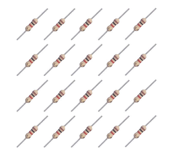 Resistor 1/4w round c/f 5% 4m7 - 1k/box cf25-4m7-j t/b