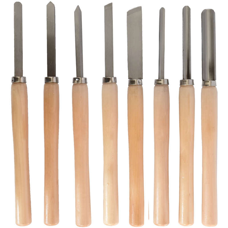 Chisel set wood turning 8 piece std wooden case