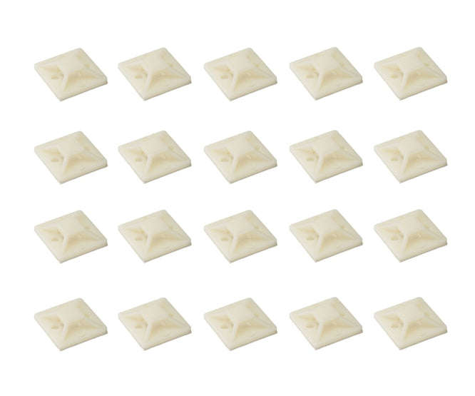 Adhesive cable tie mount 19x19mm white - 500p/b cm-19