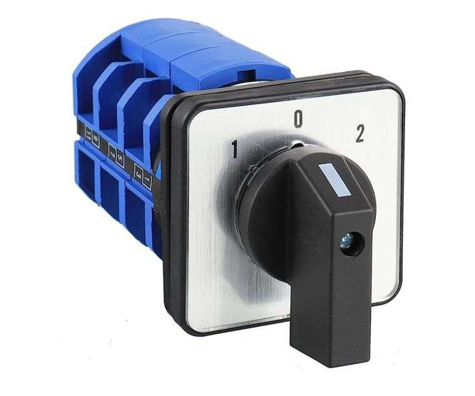 Rotary switch 48x48 3-pos 6-poles 1-0-2 10a 600v d303/3
