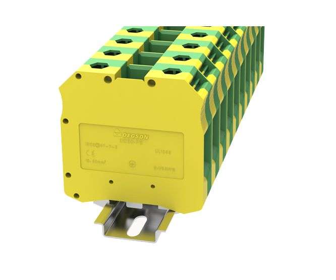 Earth terminal block d/r yl/gy 150a 1000v p=20mm dc50-pe-01p-1c-00a(h)