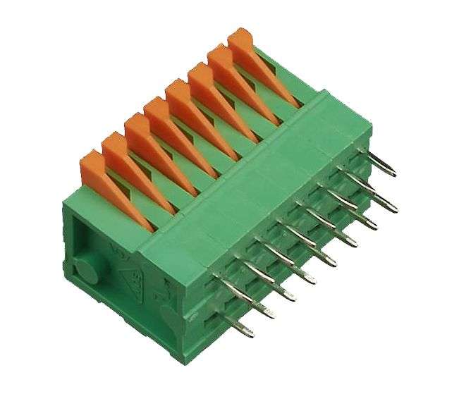 Terminal block 8w spring 6a side pcb pins dg141v-2.54-08p-14-00ah